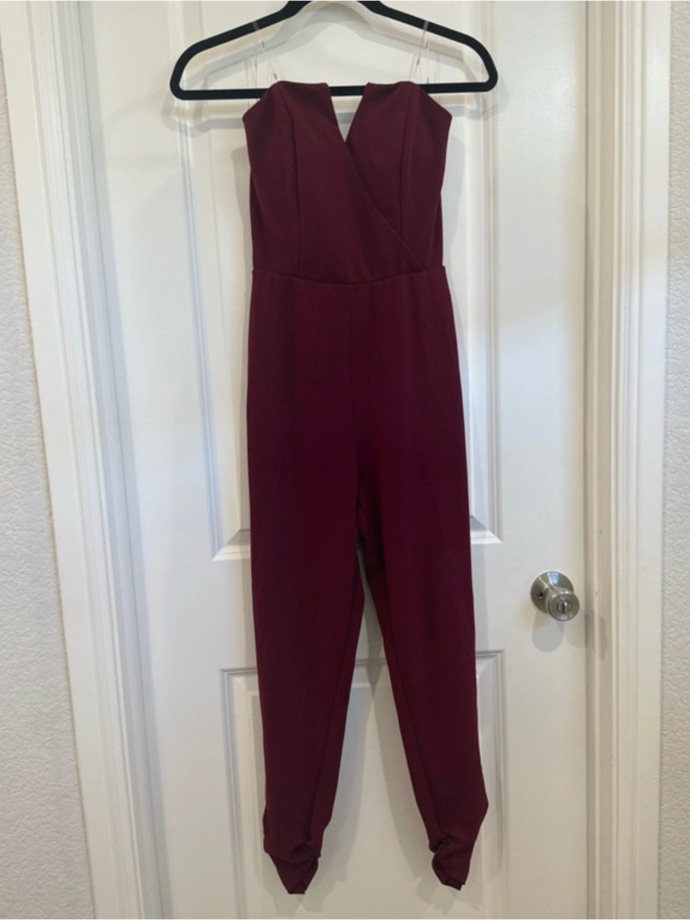 Strapless Burgundy Jumpsuit